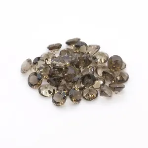 热卖批发价格天然宽松宝石饰品制作石材圆形切割1.0-3.75毫米茶色黄水晶
