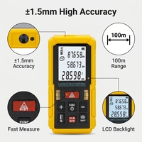 Alat Pengukur Jarak Laser Industri Presisi dengan Layar LCD Jernih, Lampu Latar, Tahan Air, Jangkauan 50m, Genggam, Digital