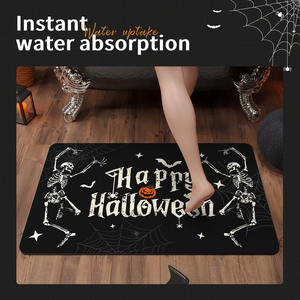 Alfombra decorativa de calavera de Halloween, rectangular, de tierra de diatomeas, para baño, fácil de limpiar - Product Image 2