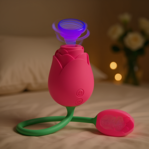 Vibrador de doble cabezal con forma de rosa, recargable por USB, 3 velocidades, control manual, para masturbación femenina, estimulador de senos - Product Image 2