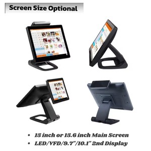 Chất lượng cao 15/15 6 inch nhôm có thể gập lại <span class=keywords><strong>POS</strong></span> cảm ứng điện dung màn hình phần mềm miễn phí tùy chọn MSR Màn hình kép tiền mặt đăng ký <span class=keywords><strong>POS</strong></span> - Product Image 2