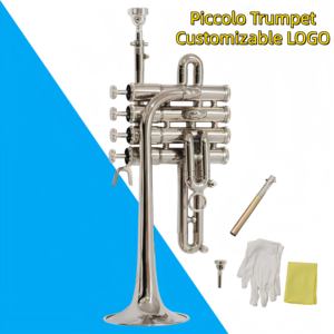 ผู้ผลิตขายส่งเครื่องดนตรีทองเหลือง ทรัมเป็ตพิคโคโล ปรับเสียง Bb สี่คีย์ รูปลักษณ์สีเงิน ทรัมเป็ตพิคโคโล - Product Image 2