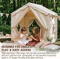 Grande tente de jeu pour enfants avec double porte, maisonnette de jeu pour filles et garçons, jeux d'imitation, polyester et coton, beige