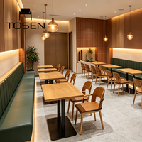 Combinaison Table et Chaise pour Restaurant Occidental, Bar, Espace de Repos, Sièges en Bois Massif, Banquette pour Pâtisserie et Café