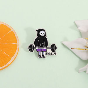 هيكل عظمي جيم المينا دبوس مضحك بروش اللياقة البدنية رفع الاثقال شارة المجوهرات هدية للأصدقاء بالجملة - Product Image 2