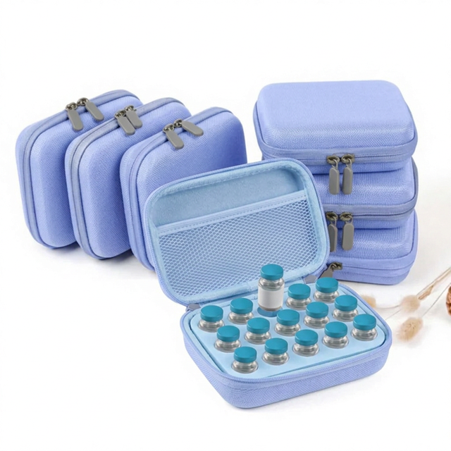 Custom Design EVA Storage Box Can Hold 15 X 10ml Medical Vials Hard Shell Dustproof Covered for Medicinal Miscellaneous Items