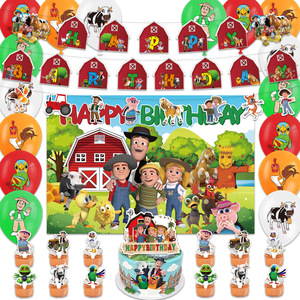 ชุดตกแต่งงานวันเกิดกระดาษรักษ์โลกจากฟาร์ม <span class=keywords><strong>Zeze</strong></span> สไตล์เด็กๆ ปรับแต่งสีและขนาดได้ พร้อมธงแขวน ลูกโป่ง และฉากหลัง - Product Image 1