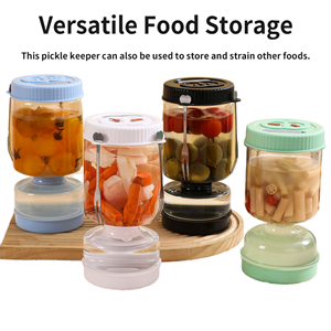 Wholesale High Borosilicate Glass Olive and <b>Pickle</b> Strainer <b>Jar</b> Hourglass with Flip Container Airtight Food Storage - Product Image 2