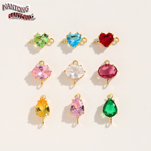 Pendentifs en zircon coloré de Nantong, en forme de cœur, ovale, goutte d'eau, en verre, accessoires de bijoux DIY pour la fabrication de bracelets - Product Image 1