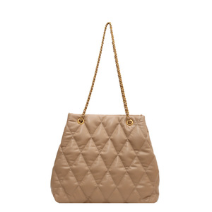 Quilted Chain Shoulder Bag Coffee Color Magnetic Buckle Everyday Use Fall 2023 Fashion Women's Horizontal Square Style - Product Image 5