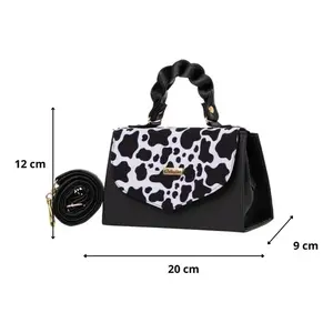Sac bandoulière Fana pour femme, imprimé vache, pailleté, imperméable, en PU et polyester, à sangle unique, mode, usage quotidien - Product Image 3