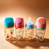 Biberon anti-colique 180 ml pour nouveau-né et bébé d'un an, avec tétine imitation sein et paille intégrée