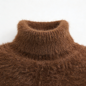 Pull à <span class=keywords><strong>col</strong></span> <span class=keywords><strong>roulé</strong></span> <span class=keywords><strong>marron</strong></span> chaud et moelleux pour <span class=keywords><strong>homme</strong></span>, <span class=keywords><strong>col</strong></span> semi-haut sans couture, pull léger de luxe pour le froid - Product Image 4