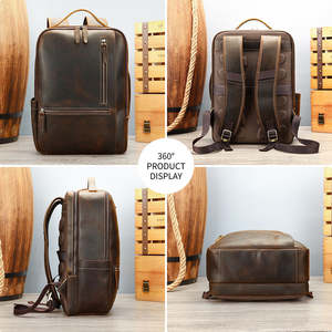 Sac à dos vintage en cuir pleine fleur pour hommes voyage randonnée camping sac à dos en cuir véritable 16 pouces sac à dos pour ordinateur portable pour hommes - Product Image 2