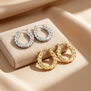 Modernos Pendientes de Aro en Forma de U con Diseño de Hoja de Trigo, Hipoalergénicos, de Acero Inoxidable, para Mujer, Ideales para el Día a Día y Fiestas - Product Image 4