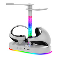 Dok Pengisian Daya Magnetik untuk Konsol PS5, Rak Penyimpanan Lensa Headset PS VR2 dengan Lampu RGB, dan Stand Pengisian Daya