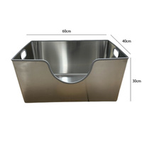 Caja de arena para inodoro de plástico para gatos de acero inoxidable de gran capacidad, diseño semicerrado antisalpicaduras con función de desodorante elevado