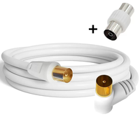 Câble RG59U 9,5 mm, adaptateur mâle-mâle, câble coaxial TV pour satellite, modem, décodeur, plaqué or