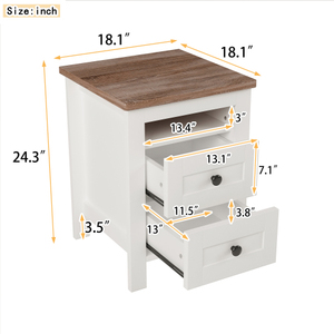 Modern 2-Drawer Wooden Nightstand with Sleek Lines and Eco-Friendly Design Storage Cabinet for Bedroom - Product Image 6