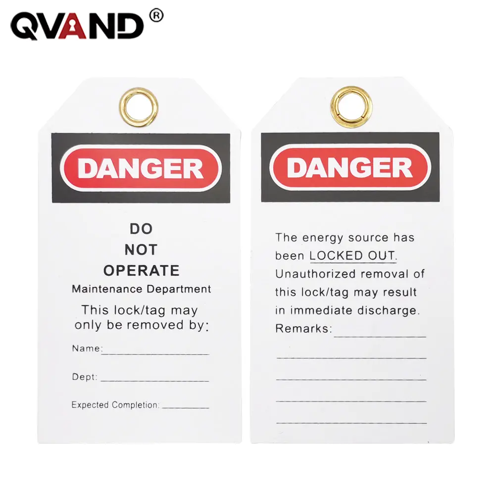 QVAND 안전 보안 경고 태그 PVC 라벨 태그 플라스틱 안전 잠금 태그아웃