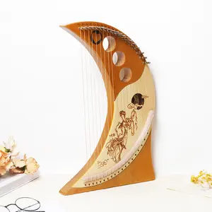 Lyre Harp 19 senar logam kayu mahoni Solid, instrumen senar Mini tradisional klasik