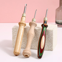 Ensemble d'aiguilles à poinçonner à trois aiguilles avec manche en bois et tube en laiton