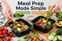 6828 Contenant alimentaire jetable américain à 2 compartiments en PP, compatible micro-ondes, anti-fuite, boîte à lunch à emporter avec couvercle transparent