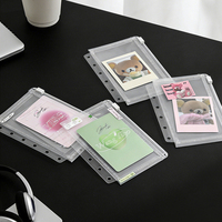 Pochette de classement A7 transparente en PP, à fermeture éclair, pour feuilles mobiles, enveloppes à monnaie, organiseur de cartes, pochette de rangement pour journal rechargeable à 6 trous