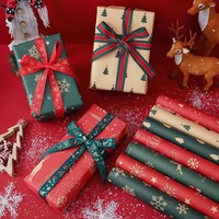 Papier d'emballage de papier kraft de Noël de luxe Rouleau de papier d'emballage kraft de Noël pour l'emballage de cadeaux de Noël en vrac