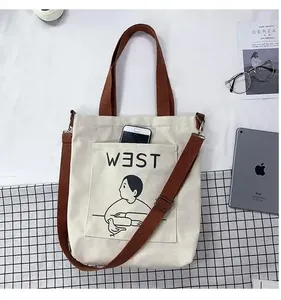 Tas Kanvas Wanita Daur Ulang Tas Pantai Kanvas dengan Logo Cetak Kustom - Product Image 5