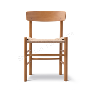 Chaise de salle à manger en bois de frêne de couleur noyer, prix de gros américain, tissage de siège, café, restaurant, chaise de salle à manger Borge Mogensen, chaises avec dossier - Product Image 3