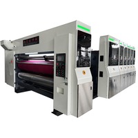 Ligne de production automatique de carton ondulé avec imprimante flexographique, découpeuse, plieuse, encollatrice et empileur de paquets