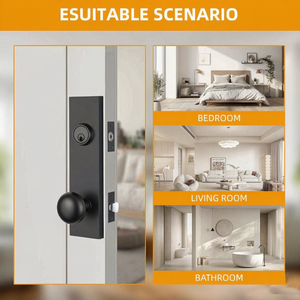 Gagang Pintu Eksterior dan Interior dengan Kenop (<span class=keywords><strong>Set</strong></span> Gagang Berkunci, Hitam Matte) <span class=keywords><strong>Set</strong></span> Lengkap - Product Image 4