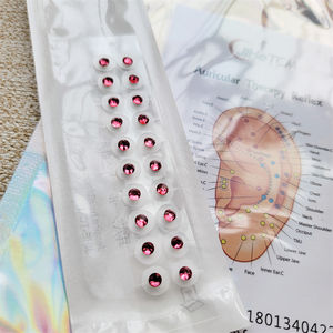 Semillas de orejas de cristal transparente personalizadas, pasta de acupuntura de belleza para pérdida de peso azul y roja, estimulación de puntos de oreja - Product Image 5