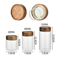 Bocaux de rangement en bois d'acacia, bocaux transparents en borosilicate de haute qualité pour écorces de mandarine avec couvercles, bocaux de rangement en verre, bocaux en verre scellés