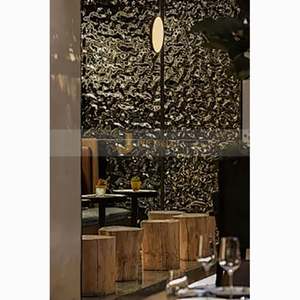 LL26 Factory Price 304 316 Stainless Steel Water Wave Ceiling Panel PVD Black <b>Mirror</b> Water Ripple <b>Sheet</b> for Commercial Space - Product Image 3