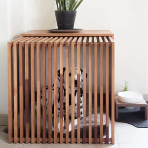 Cage <span class=keywords><strong>à</strong></span> <span class=keywords><strong>chien</strong></span> moderne JUNJI en bois massif de chêne, niche de luxe pour <span class=keywords><strong>chien</strong></span>, table de salon - Product Image 6