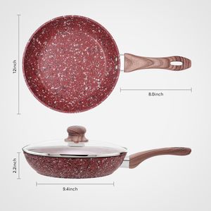 Nonstick Frying <b>Cookware</b> Sets with Lids FryPan Sets with Granite Coating - Product Image 5