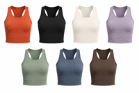 Débardeur de yoga court sans coutures dos nageur pour femme, coupe ajustée, séchage rapide, maintien élevé, haute élasticité, idéal pour le sport, le Pilates et le fitness