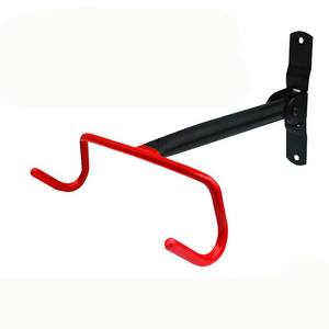Soporte de pared para bicicletas, doble gancho, plegable, de acero, negro y rojo, para bicicletas de montaña y carretera - Product Image 1