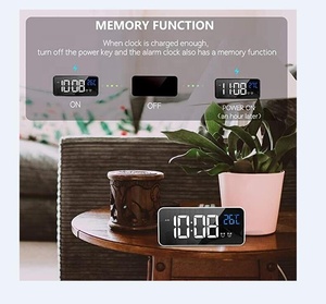 Recargable doble colores LED escritorio Snooze <span class=keywords><strong>relajante</strong></span> música espejo <span class=keywords><strong>despertador</strong></span> - Product Image 4