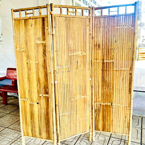 Natural Bamboo <b>Folding</b> Screen <b>Room</b> <b>Divider</b> Art Deco Design Handcrafted Panel Durable Privacy Opaque Portable Indoor Outdoor Home - Product Image 1