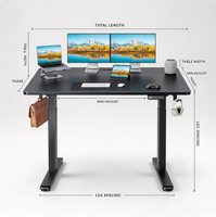 Bureau électrique réglable en hauteur avec mémoire de position et crochets latéraux pour l'espace de travail australien