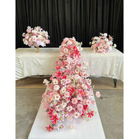 Chemin de table décoratif de luxe de 150 cm avec fleurs artificielles violettes pour mariage, anniversaire, événement, ou décoration de baby shower