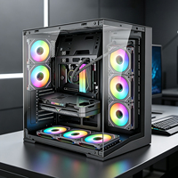 Boîtier PC Gaming ATX/M-ATX Mid-Tower Prix Usine avec Double Panneau en Verre, Support Refroidissement Liquide 360mm et Carte Graphique 430mm, Noir