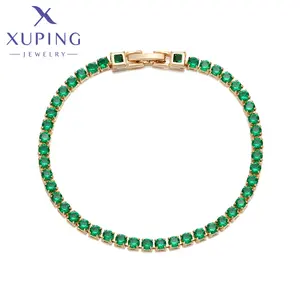 X000895275 Xuping takı yeşil zirkon zarif charm takı moda basit 18K altın rengi bilezik