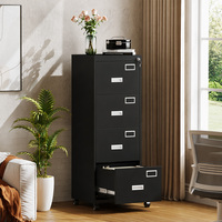 Mueble Archivador Compacto de 4 Cajones, Gabinete de Almacenamiento Vertical de Metal con Cerradura para Oficina