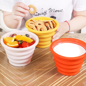 Eco amigable plegable de viaje de perro de silicona a granel personalizado Logotipo de contenedores de almacenamiento de alimentos de los niños de la Escuela de la caja de almuerzo de Bento caja - Product Image 1
