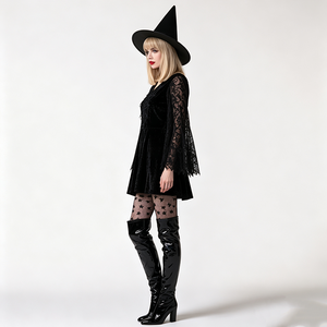 <span class=keywords><strong>Disfraz</strong></span> <span class=keywords><strong>de</strong></span> Payaso Negro <span class=keywords><strong>de</strong></span> Poliéster para Mujer con Sombrero <span class=keywords><strong>de</strong></span> <span class=keywords><strong>Bruja</strong></span> - Estilo <span class=keywords><strong>de</strong></span> TV y Cine <span class=keywords><strong>de</strong></span> los 70 para Adultos - Product Image 2
