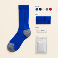 Chaussettes renforcées antidérapantes Field Grip Secure Fit avec talon amorti, bleu roi, pour le football, profil fin, avec tableau de tailles pour crampons.